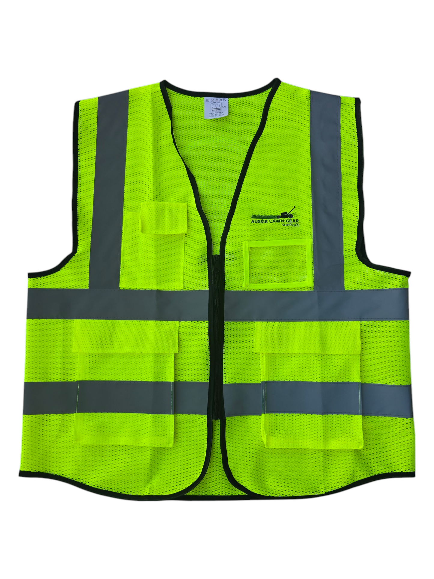 HIGH VIS Safety Vest High Visibility ZipUp Workwear Waistcoat Pockets Night Yellow
